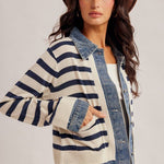 Denim Contrast Lightweight Sweater Jacket - The Nines