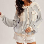 Dusty Blue Gauze & Waffle Lightweight Jacket - The Nines