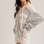 Dusty Blue Gauze & Waffle Lightweight Jacket - The Nines