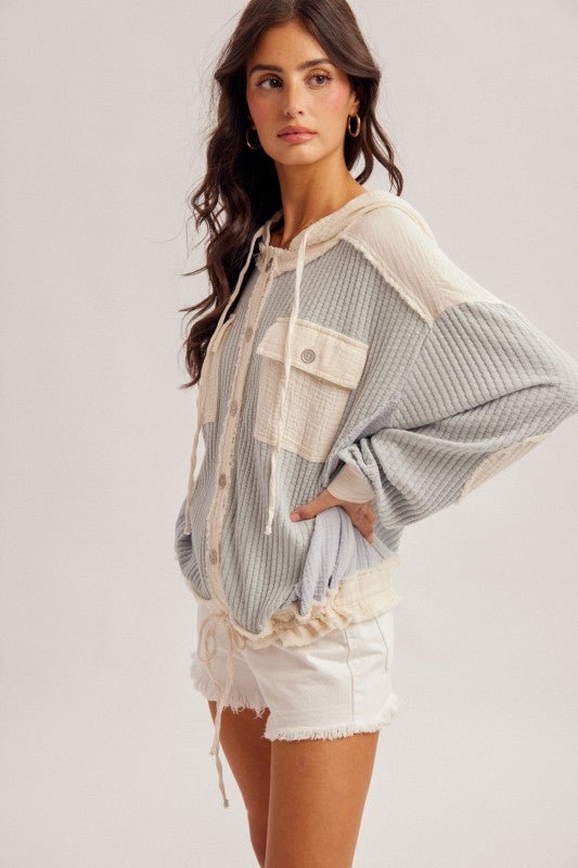 Dusty Blue Gauze & Waffle Lightweight Jacket - The Nines