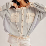 Dusty Blue Gauze & Waffle Lightweight Jacket - The Nines