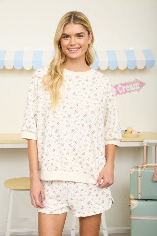 Floral Short Sleeve Crew Neck - The Nines