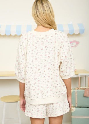 Floral Short Sleeve Crew Neck - The Nines