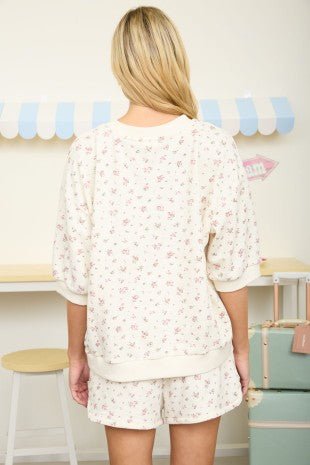 Floral Short Sleeve Crew Neck - The Nines