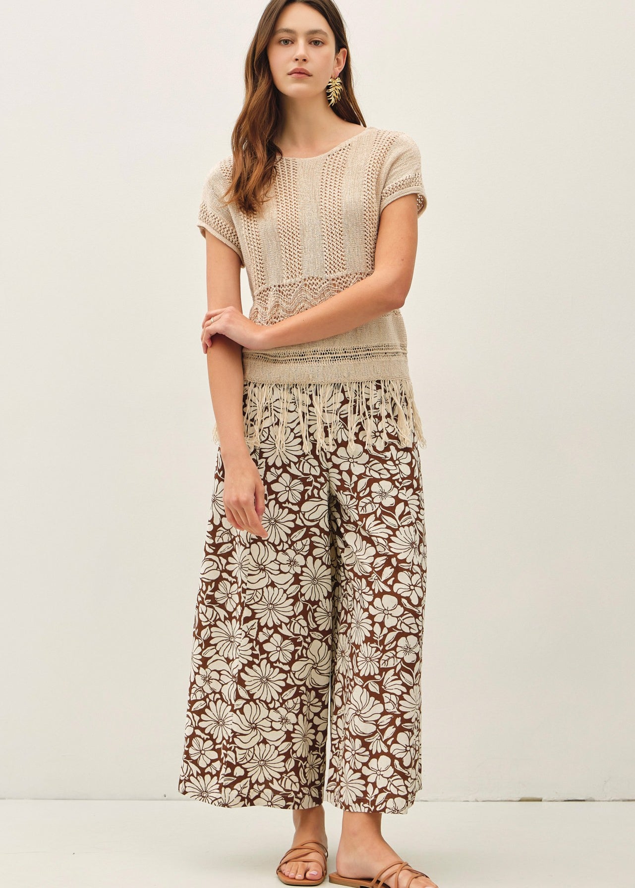 Bloom Wide Leg Cropped Pant - The Nines