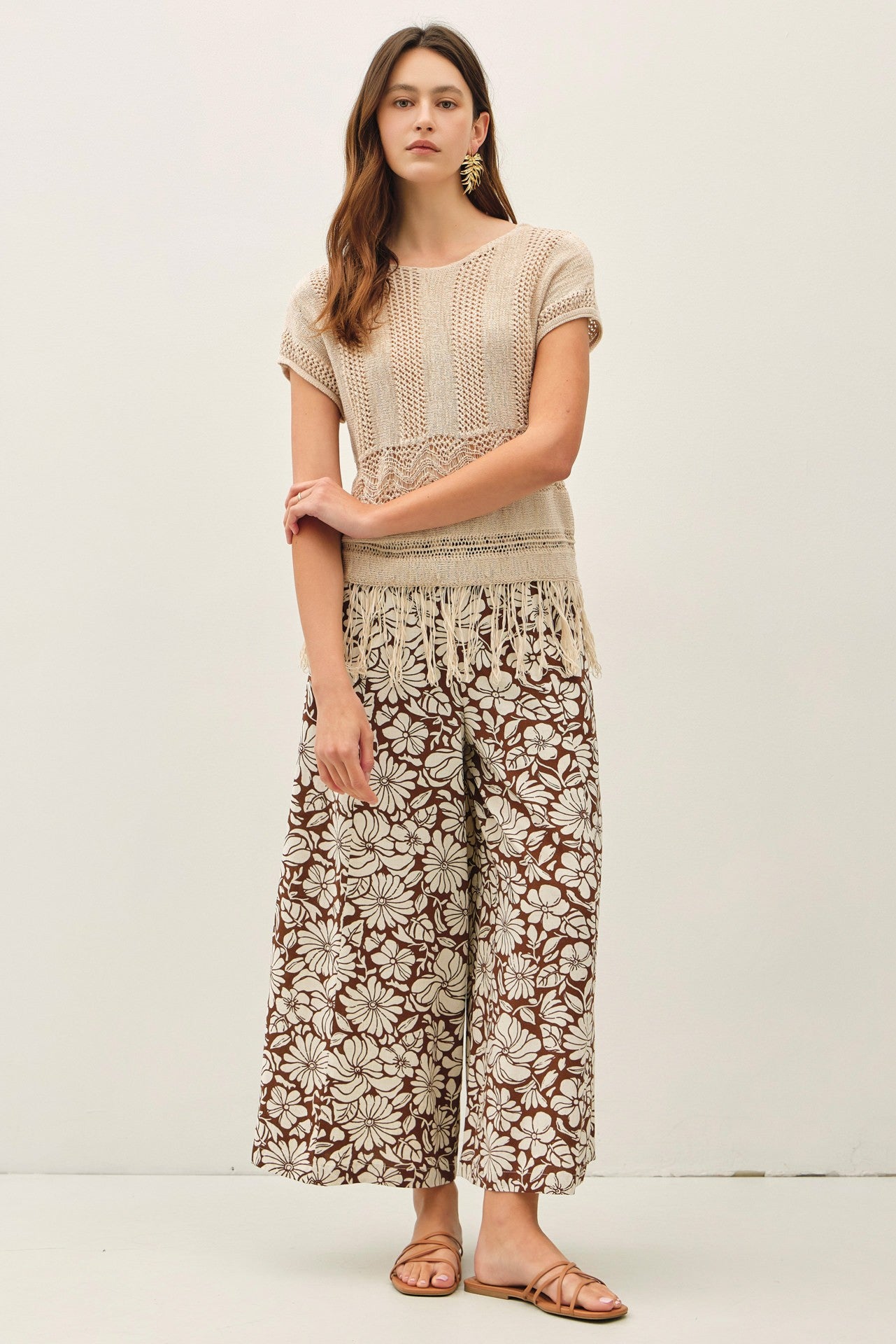 Bloom Wide Leg Cropped Pant - The Nines