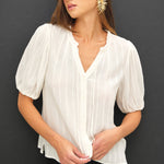 White Textured Flowy Top - The Nines