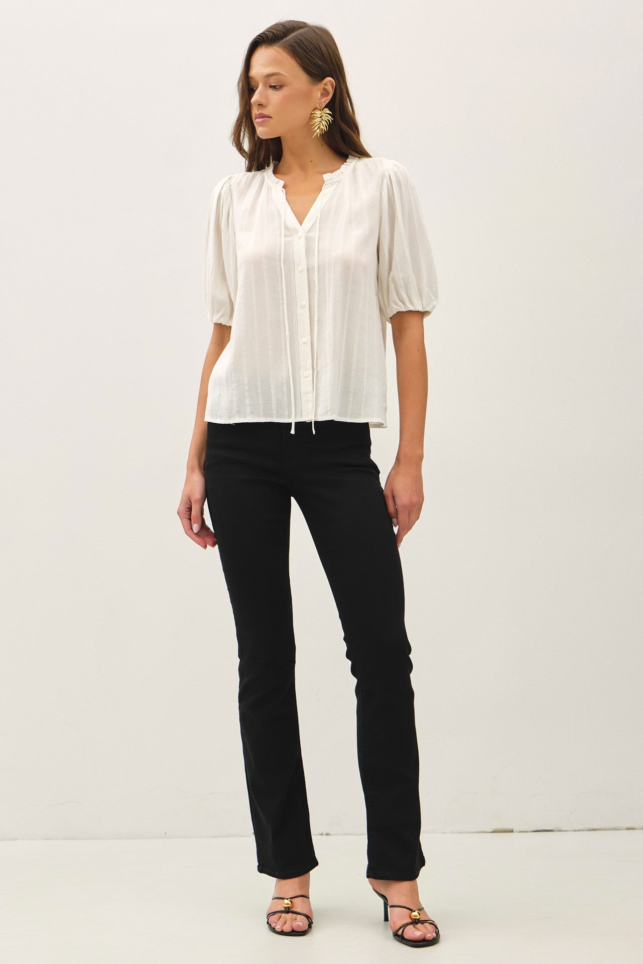White Textured Flowy Top - The Nines