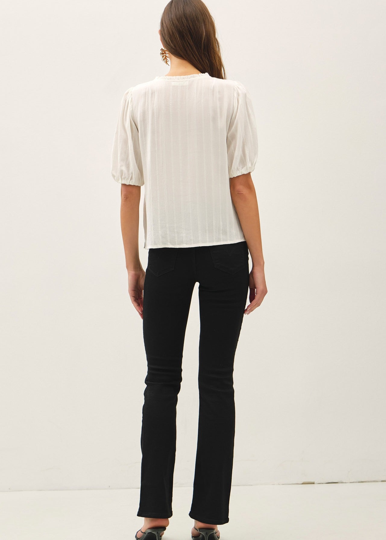 White Textured Flowy Top - The Nines