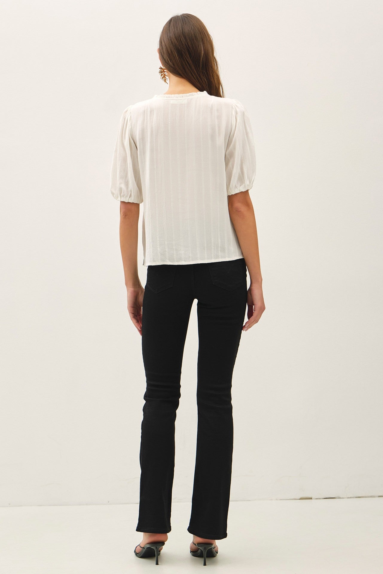 White Textured Flowy Top - The Nines
