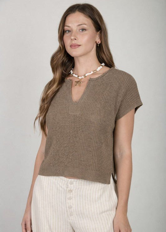 Mocha Sleeveless Summer Sweater - The Nines