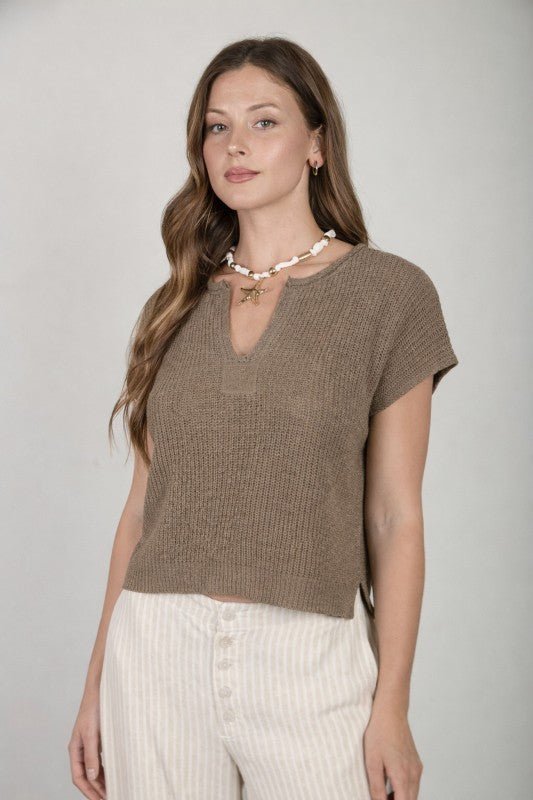 Mocha Sleeveless Summer Sweater - The Nines