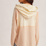 Ivory & Blush Mixed Fabric Hoodie - The Nines