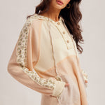 Ivory & Blush Mixed Fabric Hoodie - The Nines