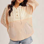 Ivory & Blush Mixed Fabric Hoodie - The Nines