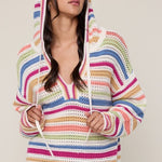 Multicolor Open Knit Hoodie - The Nines