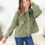 Front Pocket Cropped Shacket - The Nines