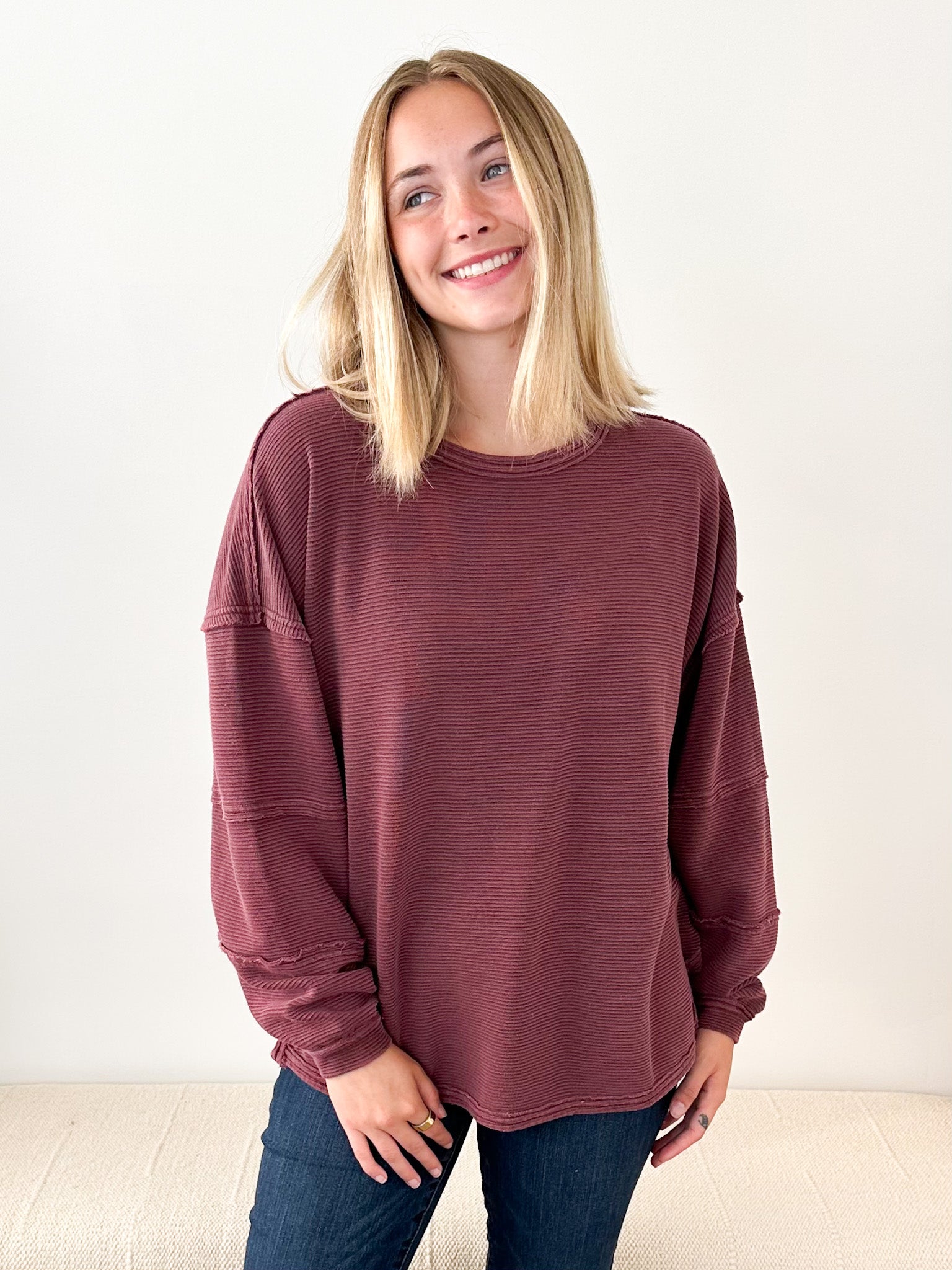 Exposed Seam Long Sleeve Top - The Nines