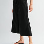 MICA Black Wide Leg Cropped Elastic Waist Pant - The Nines
