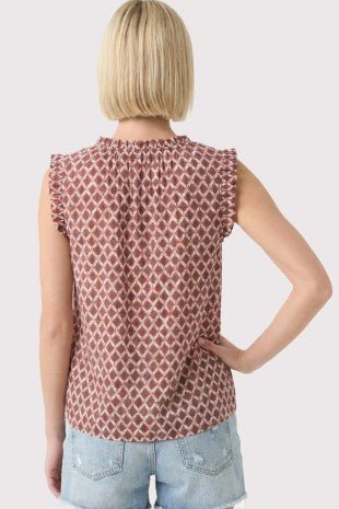Ruffle Geo Print Top - 2 Colors! - The Nines