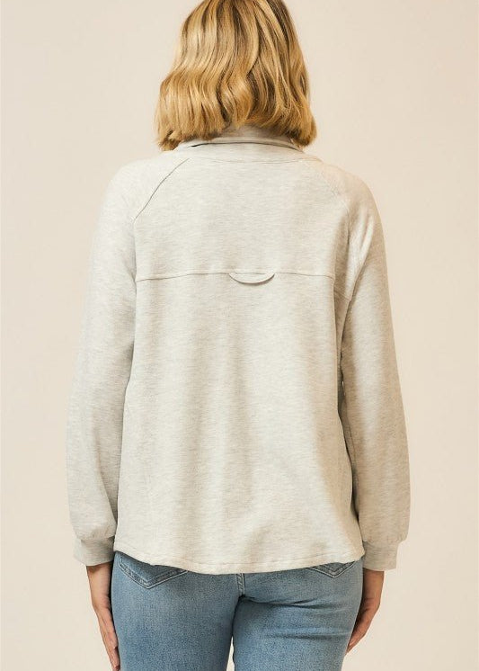 Light Heather Gray Cozy Sweatshirt Top - The Nines