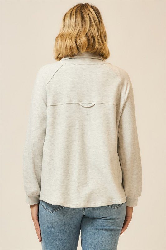 Light Heather Gray Cozy Sweatshirt Top - The Nines