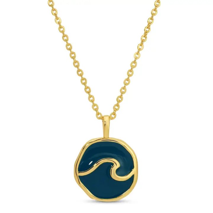 Tiny Wave Pendant Necklace - 2 colors! - The Nines