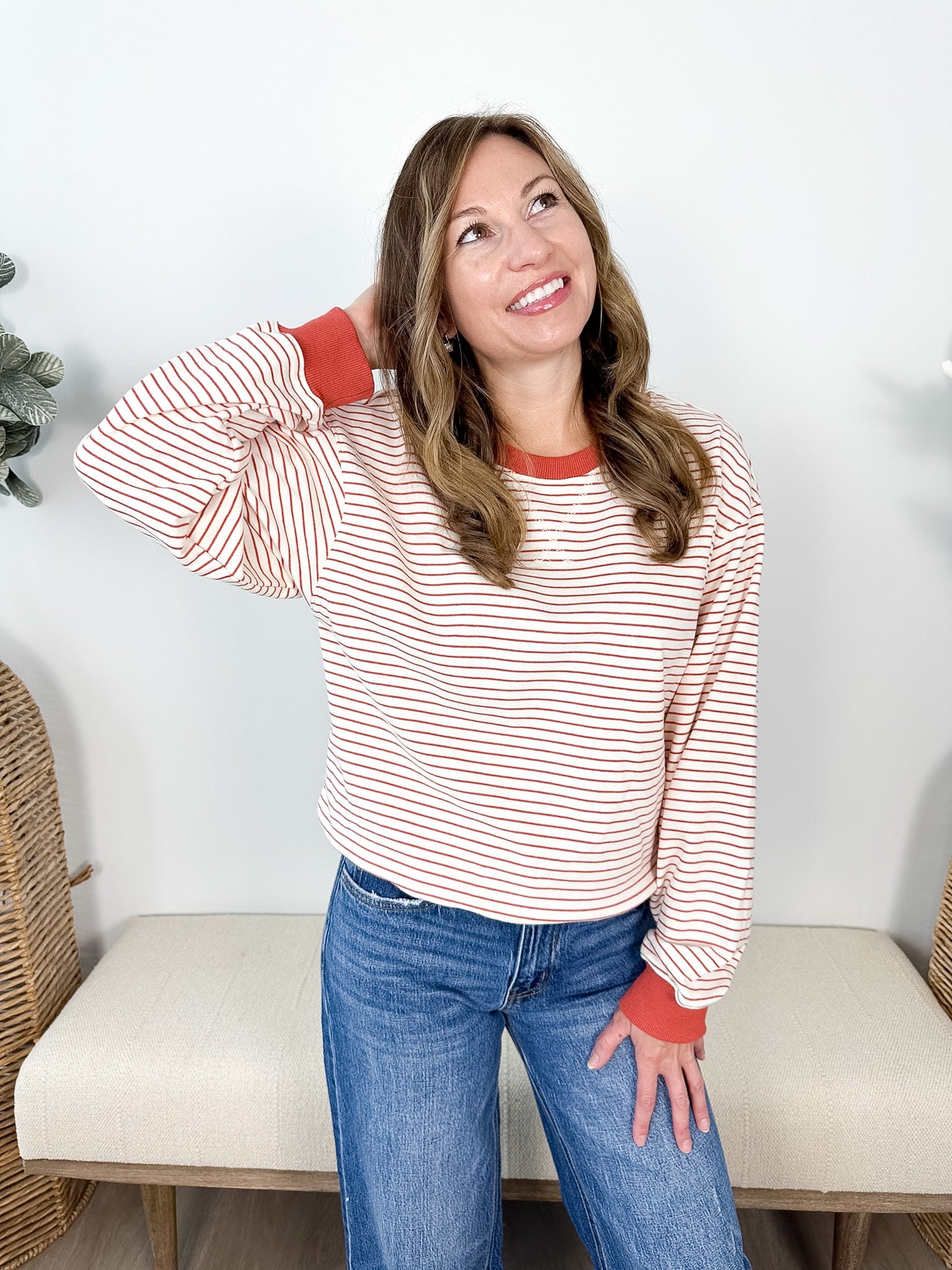 Long Sleeve Striped Sweatshirt - The Nines