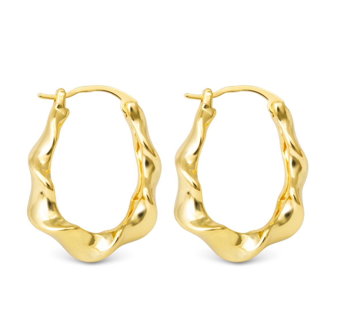 Gold Hailey Twisted Oval Hoop - The Nines