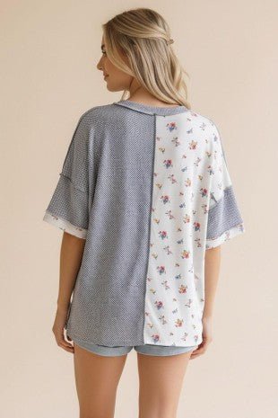 Navy Patchwork Tee - The Nines