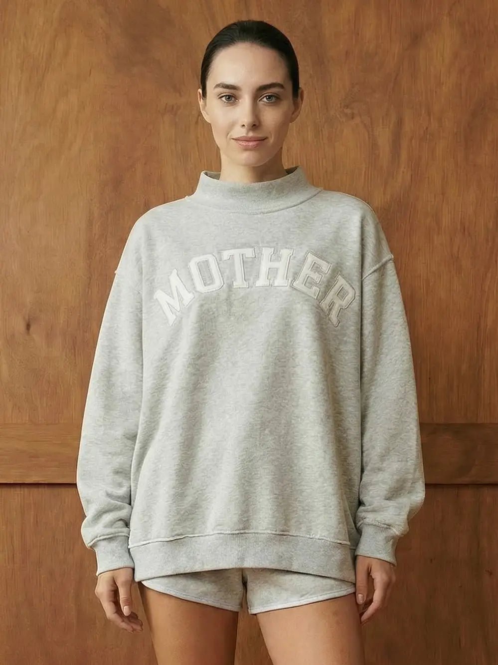 "Mother" Embroidered Mock Neck Sweatshirt - The Nines