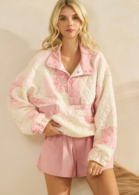 Textured Quilted Print Pullover - 2 colors! - The Nines
