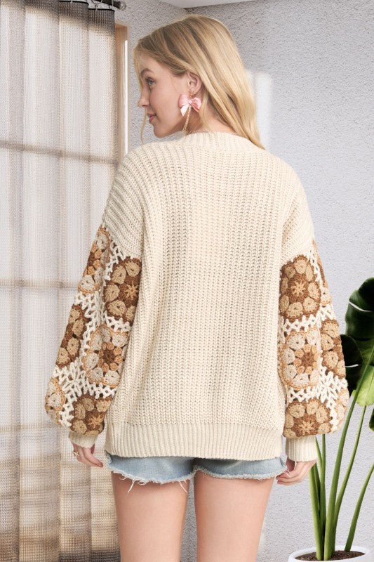 Crochet Sleeve Cardigan - 2 colors! - The Nines