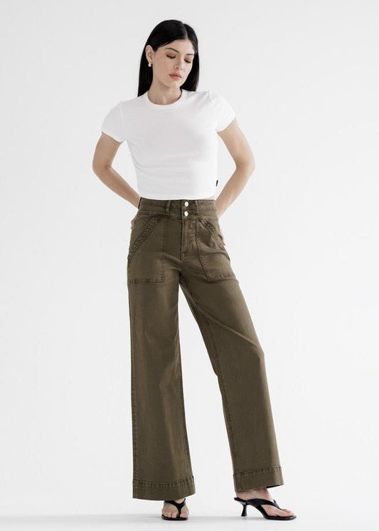 MICA Fern Green Super High Wide Leg Jean - The Nines