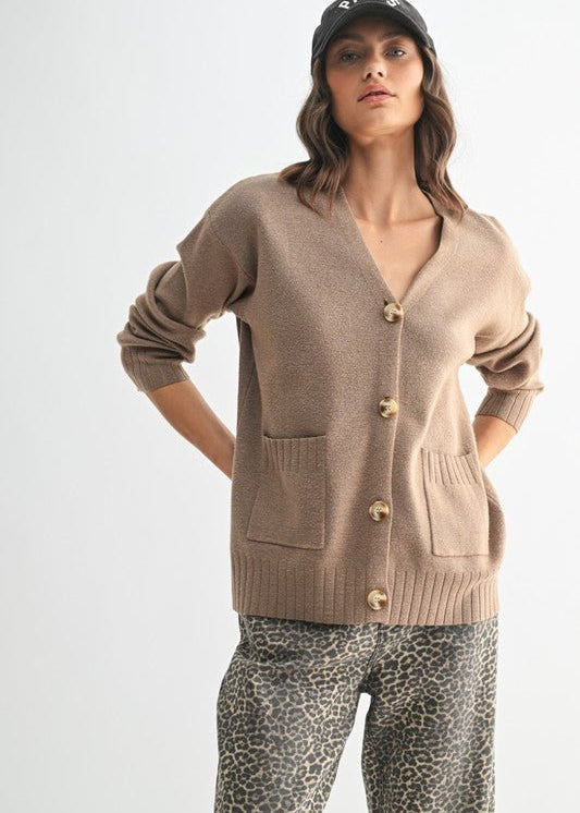 Mocha Button up Cardigan - The Nines