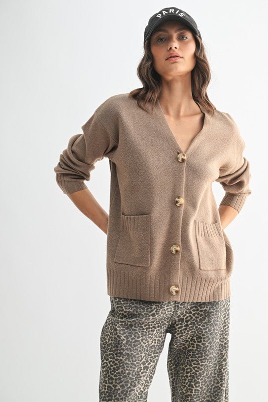 Mocha Button up Cardigan - The Nines