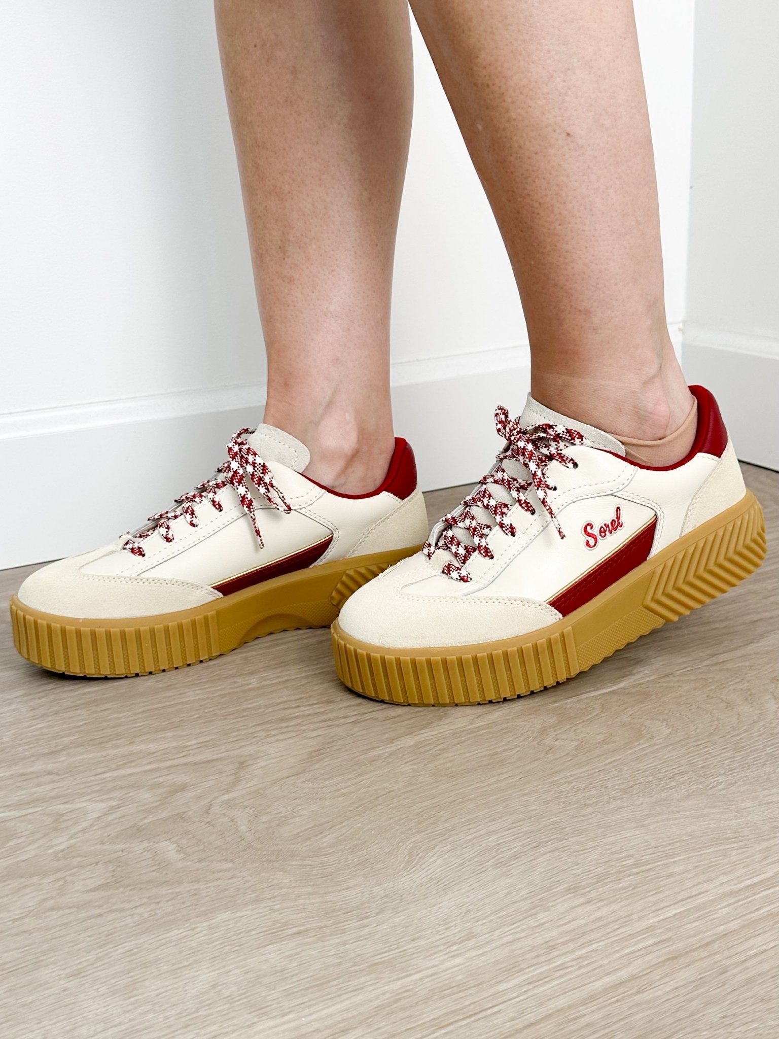 SOREL - ONA Avenue Sneaker - Chalk & Red Dahlia - The Nines