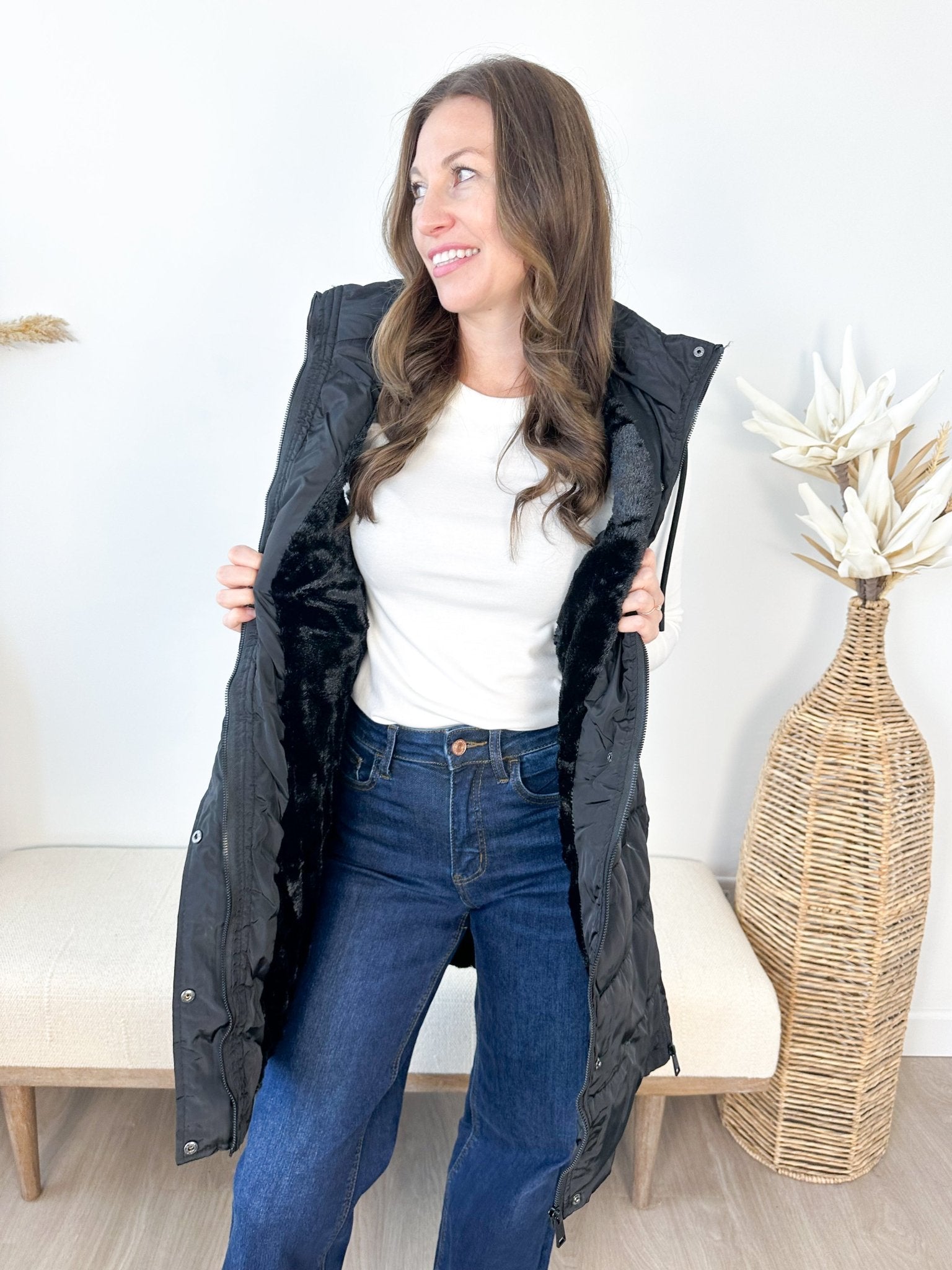 Long Side Zip Puffer Vest - The Nines