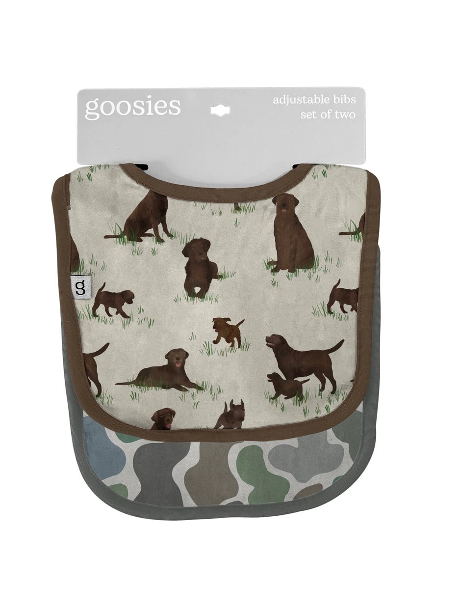Chocolate Lab Dogs & Camo Bib Set - The Nines