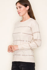 Oatmeal Sequin Stripe Pullover