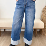 Vervet High Rise Cuffed Ankle Wide Jeans - The Nines