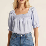 Light Blue Smocked Detail Top - The Nines