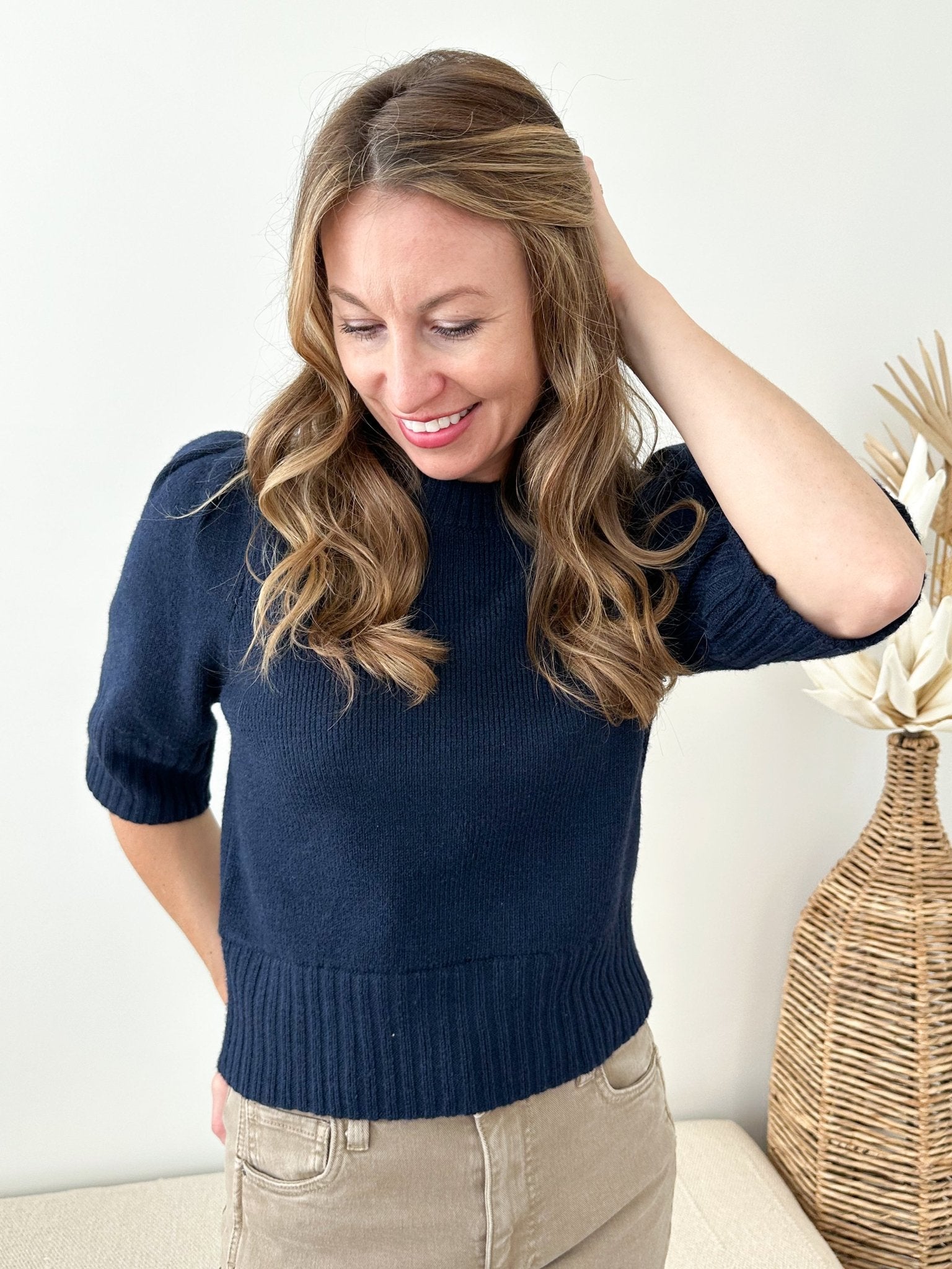 Pocket Detail Short Sleeve Sweater - The Nines