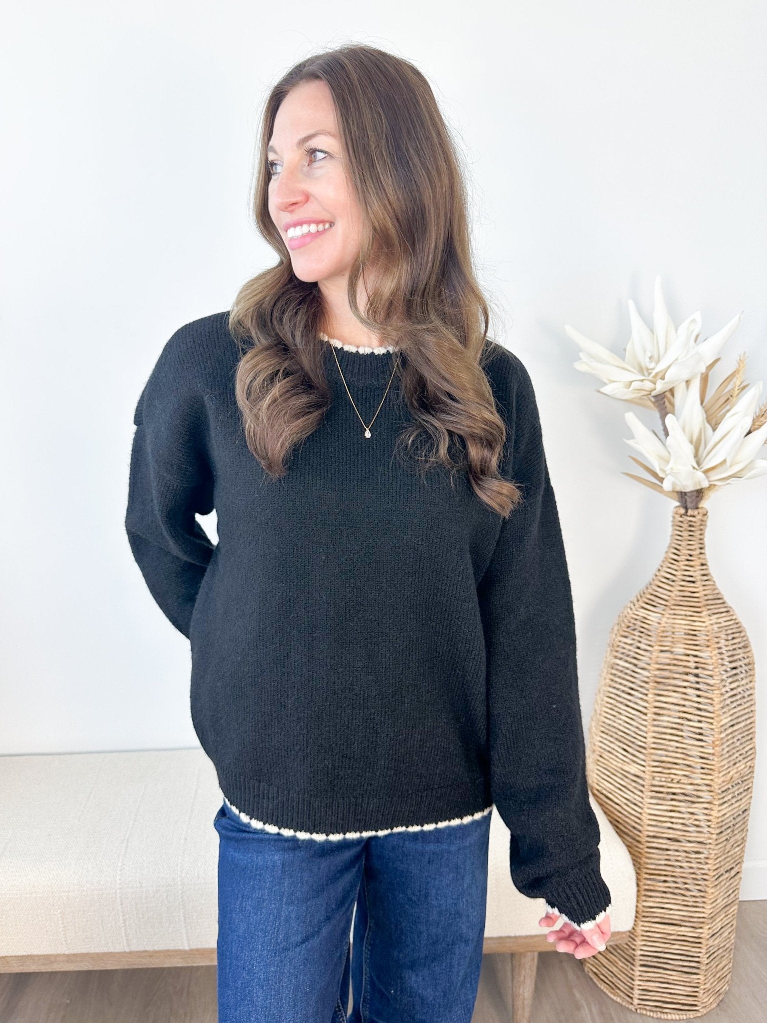 Contrast Edge Pullover - 2 colors! - The Nines
