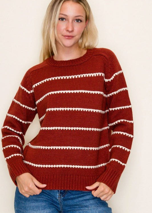 Blanket Stitch Sweater - 3 Colors! - The Nines