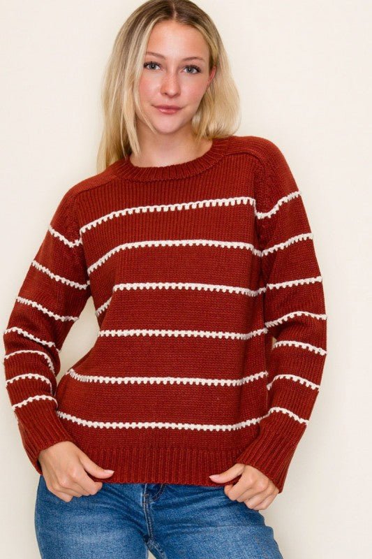 Blanket Stitch Sweater - 3 Colors! - The Nines