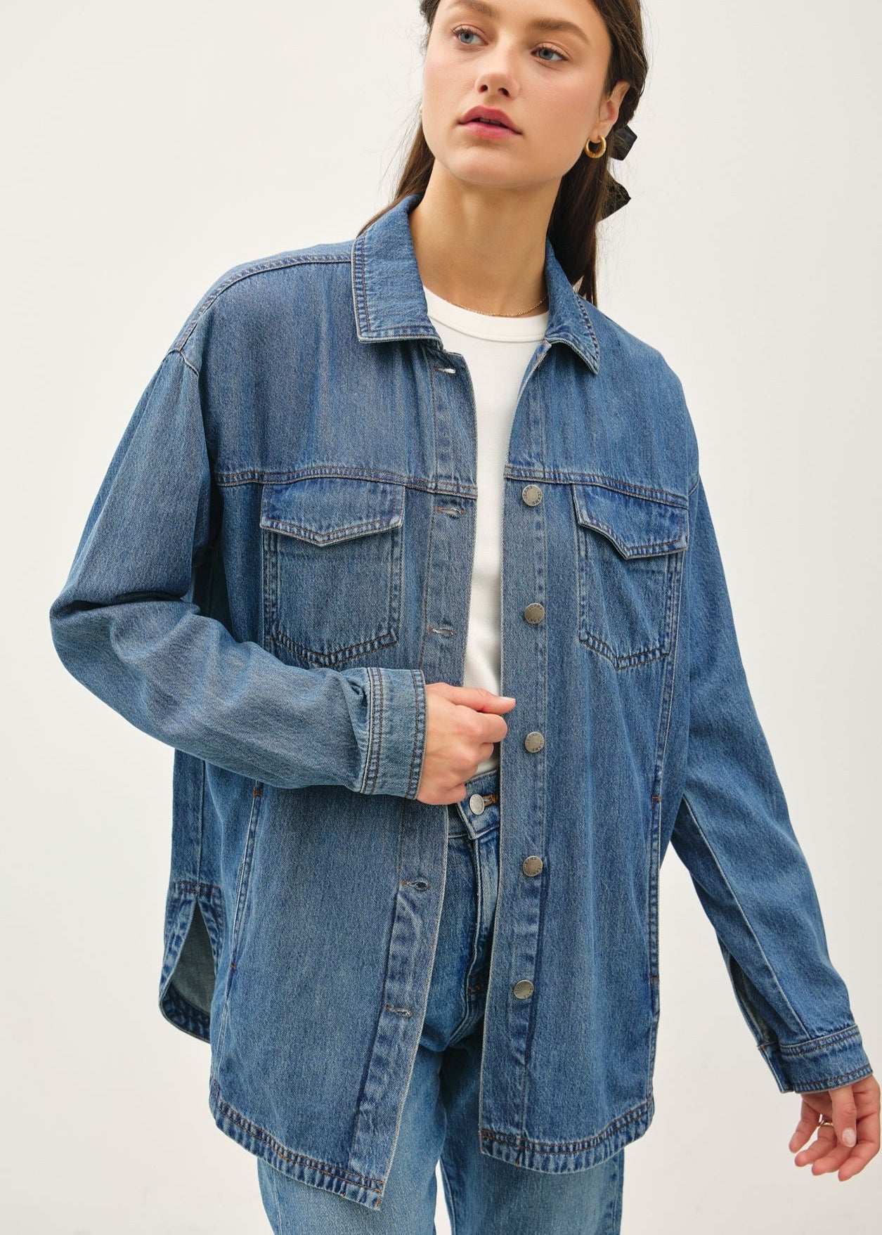 Tencel Rounded Hem Shacket - The Nines