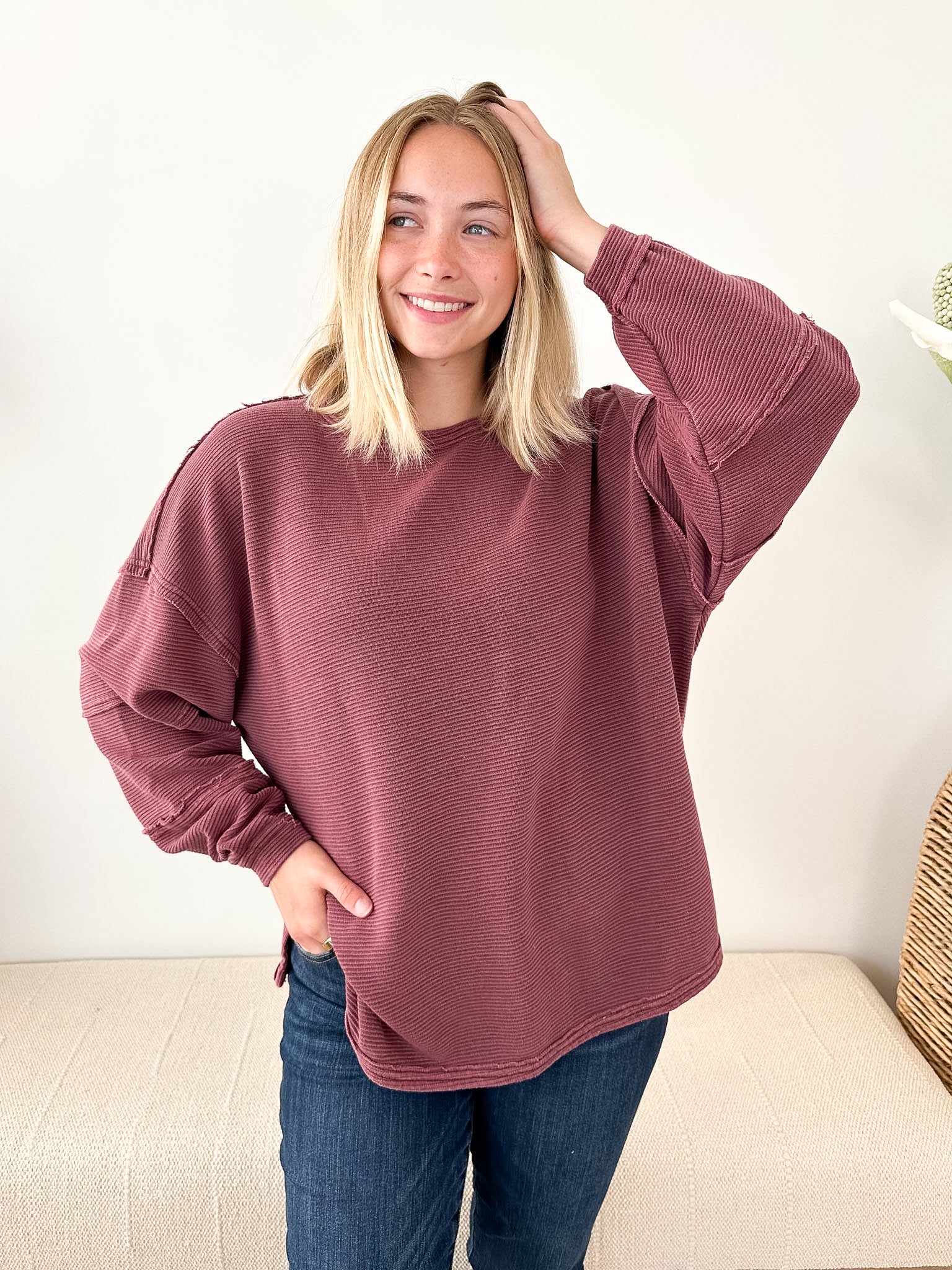 Exposed Seam Long Sleeve Top