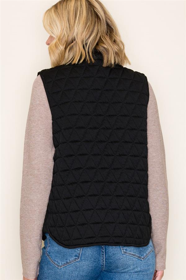 Quilted Knit Gold Zip Puffer Vests - 2 Colors! - The Nines