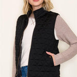 Quilted Knit Gold Zip Puffer Vests - 2 Colors! - The Nines
